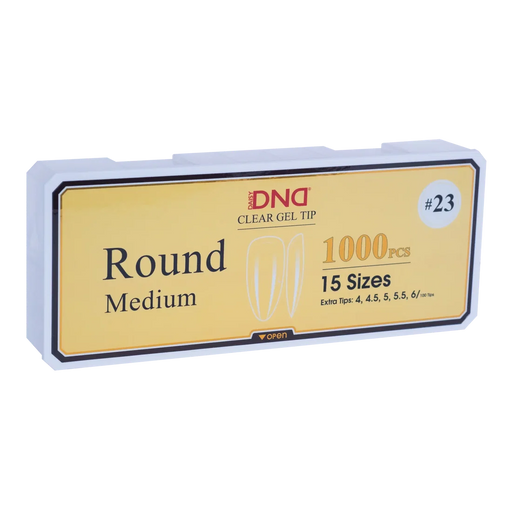 DND Gel E Tip Clear, Round Medium #23 (Pk: 1,000 pcs/box) - SKU 19752