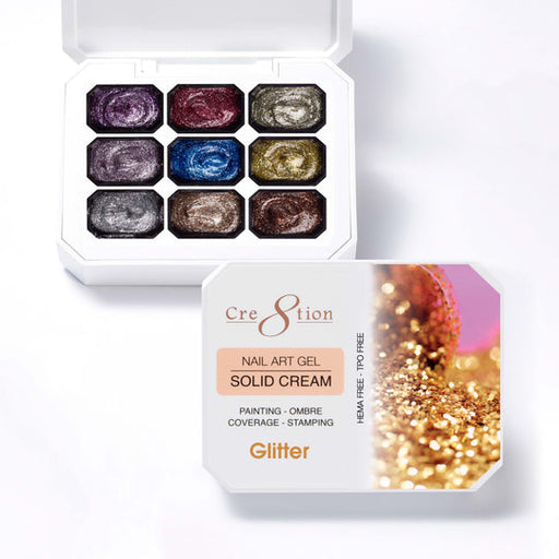 Cre8tion Nail Art Gel - Solid Cream Palette, GLITTER