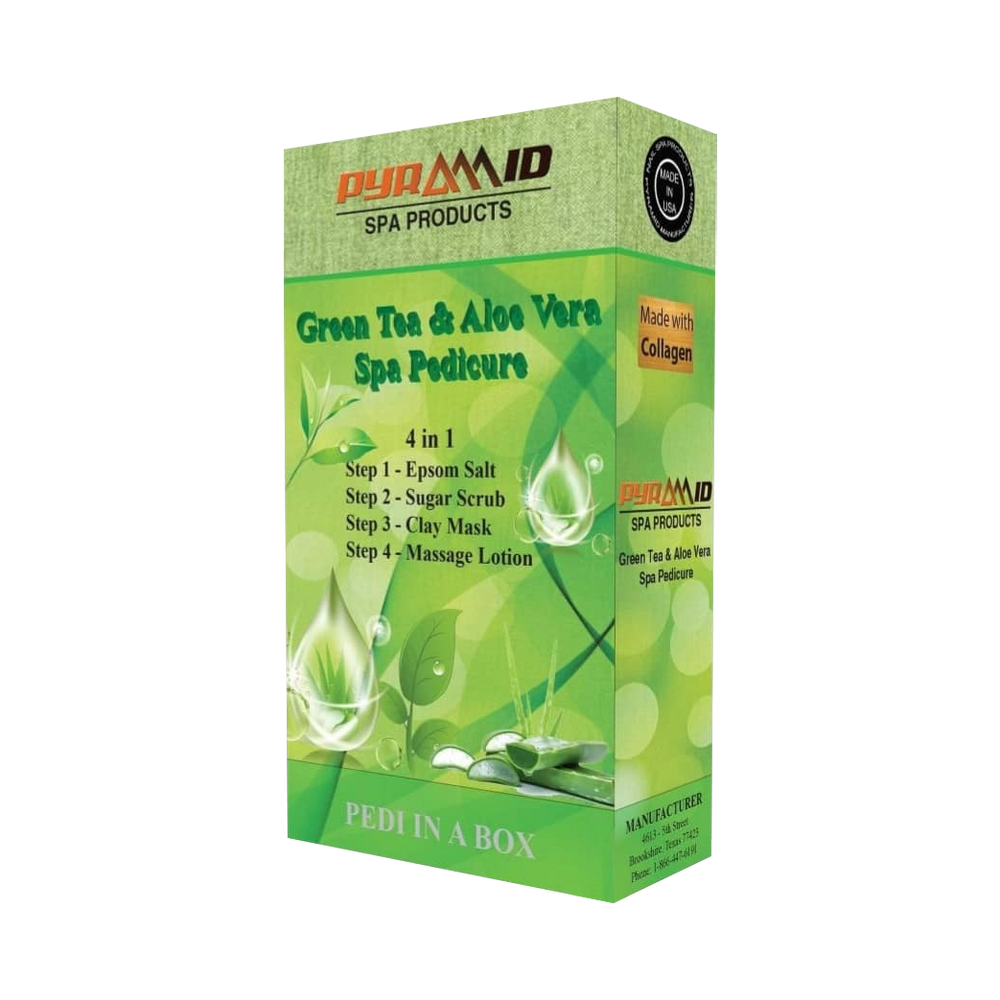 Pyramid Spa Pedicure 4in1 (Made With COLLAGEN), GREEN TEA & ALOE VERA, CASE (Pk: 50 packs/case)