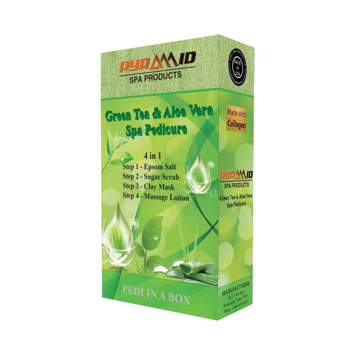Pyramid Spa Pedicure 4in1 (Made With COLLAGEN), GREEN TEA & ALOE VERA, CASE (Pk: 50 packs/case)