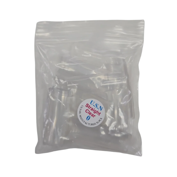 USN Long Straight Crystal Clear Nail Tip (LTC), BIG Bag (Pk: 100 pcs / Small Bag, 10 Small Bags / Big Bag)