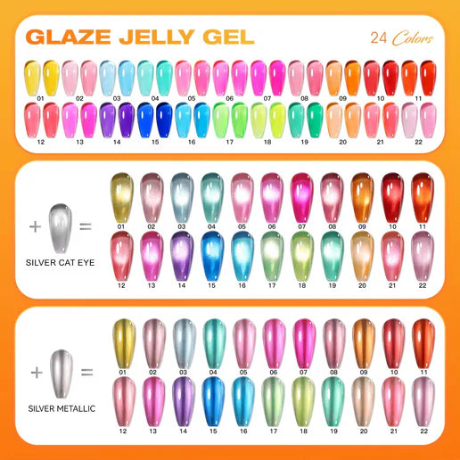 NACY GLAZE JELLY 3in1 Cat Eye Gel 0.5oz (24 Colors) Collection Full Line