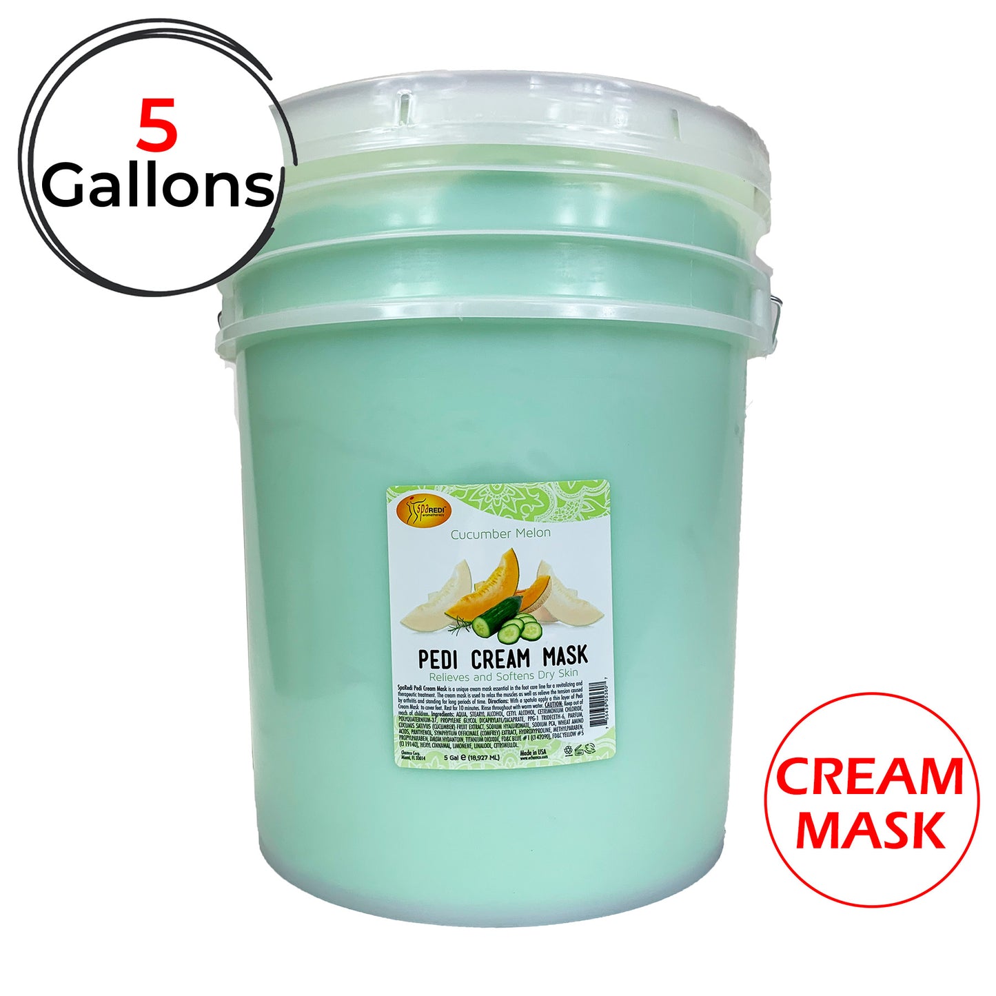 SpaRedi Pedi Bath Fine Salt, Cucumber & Melon, 5Gal, 07360 OK0325MD