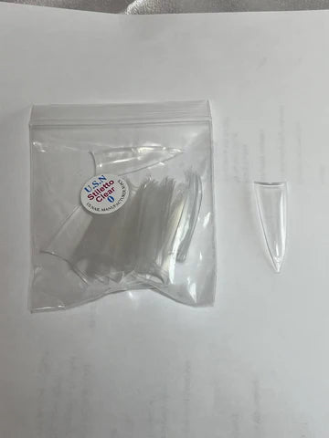 USN Stiletto Clear Nail Tip (CS), BIG Bag (Pk: 100 pcs / Small Bag, 10 Small Bags / Big Bag), 000