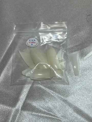 USN Coffin Natural Nail Tip (C), BIG Bag (Pk: 100 pcs / Small Bag, 10 Small Bags / Big Bag), 000