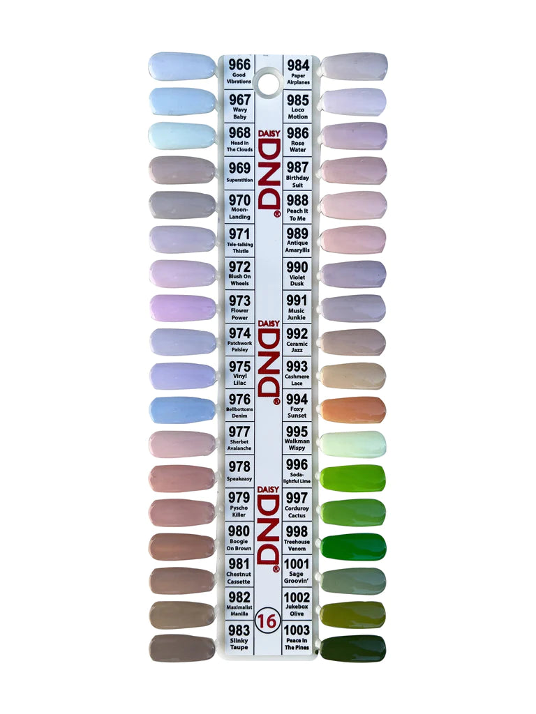 DND Nail Lacquer And Gel Polish #16, Full Line Of 36 Colors (From 966 To 1003), 0.5oz