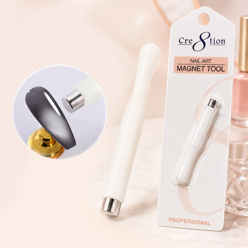 Cre8tion Nail Art - Magnet Tool, Cat Eye Round Shape Magnet, WHITE - SKU 11030