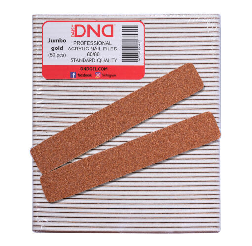 DND Acrylic Nail File, JUMBO GOLD, Grit 80/80, 50 pcs/pack OK1202LK