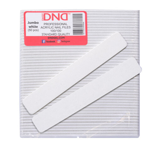 DND Acrylic Nail File, JUMBO WHITE, Grit 100/100, 50 pcs/pack OK1202LK