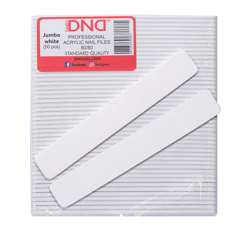 DND Acrylic Nail File, JUMBO WHITE, Grit 80/80, 50 pcs/pack OK1202LK