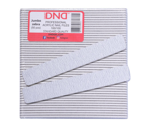 DND Acrylic Nail File, JUMBO ZEBRA, Grit 100/100, 50 pcs/pack OK1202LK