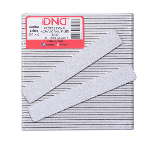 DND Acrylic Nail File, JUMBO ZEBRA, Grit 80/80, 50 pcs/pack OK1202LK