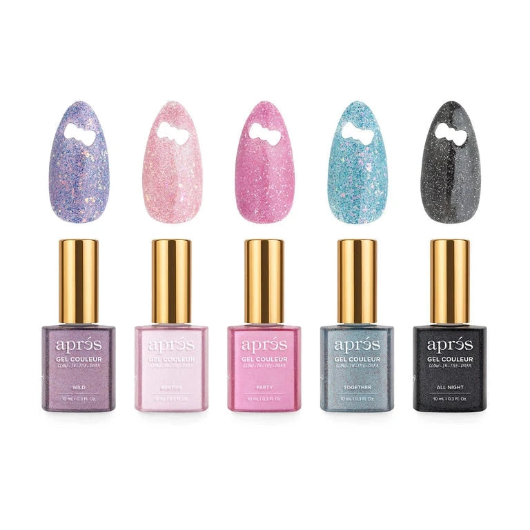 Apres Kuromi Naughty and Nice Flash Glitter Gel Couleur Set - (Set of 5) - 10ml