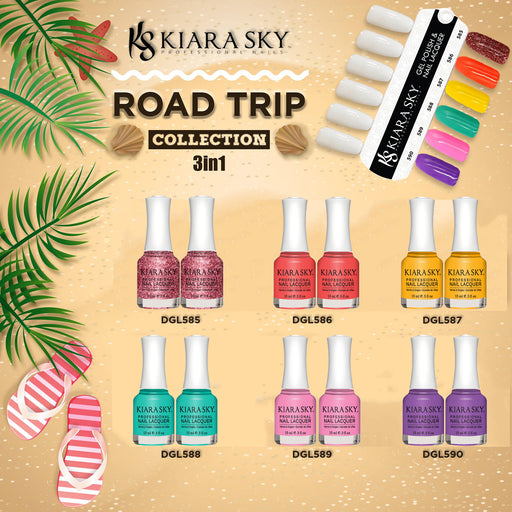 Kiara Sky Nail Lacquer, Road Trip Collection, Full line of 6 colors (from N585 to N590), 0.5oz