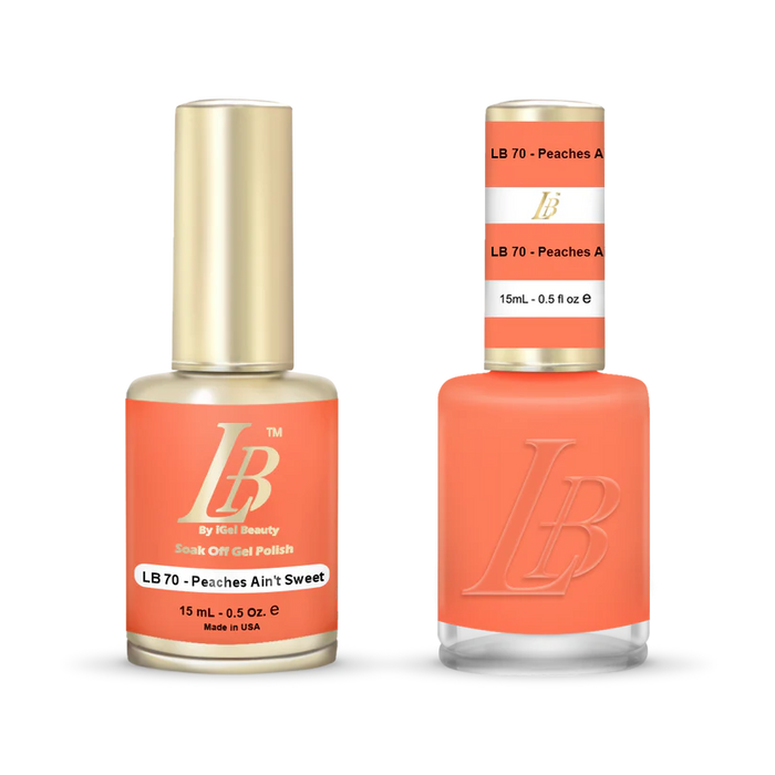 iGel Nail Lacquer & Gel Polish, LB Professional Collection, LB070, Peaches Ain't Sweet, 0.5oz