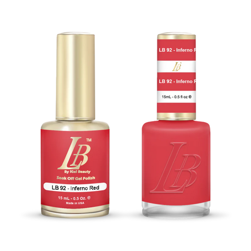 iGel Nail Lacquer & Gel Polish, LB Professional Collection, LB092, Inferno Red, 0.5oz