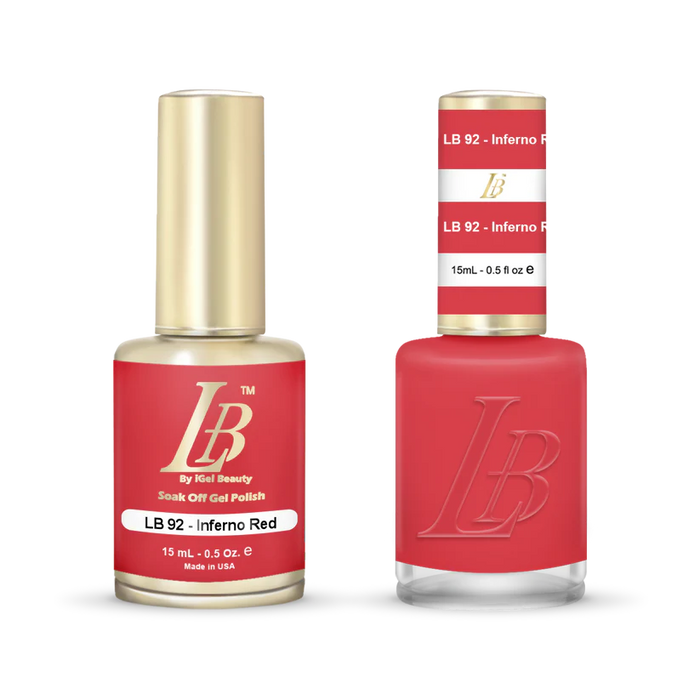 iGel Nail Lacquer & Gel Polish, LB Professional Collection, LB092, Inferno Red, 0.5oz