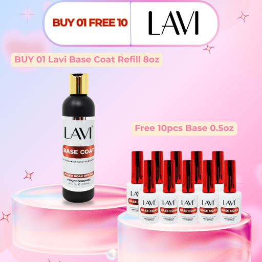 Lavi Base Coat Refill 8oz, Buy 01 Get 10 Lavi Base Coat 0.5oz FREE