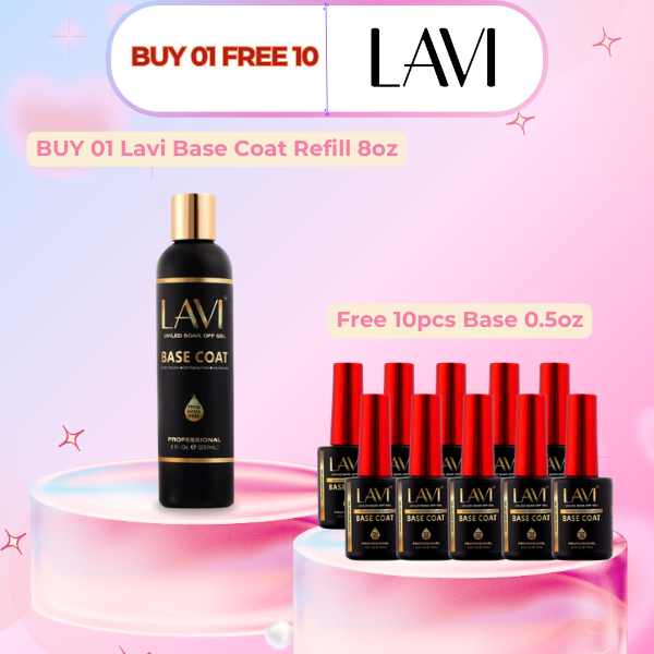 Lavi Base Coat Refill 8oz (Hema & TPO Free) V2, Buy 01 Get 10 Lavi Base Coat 0.5oz (Hema & TPO Free) V2 FREE
