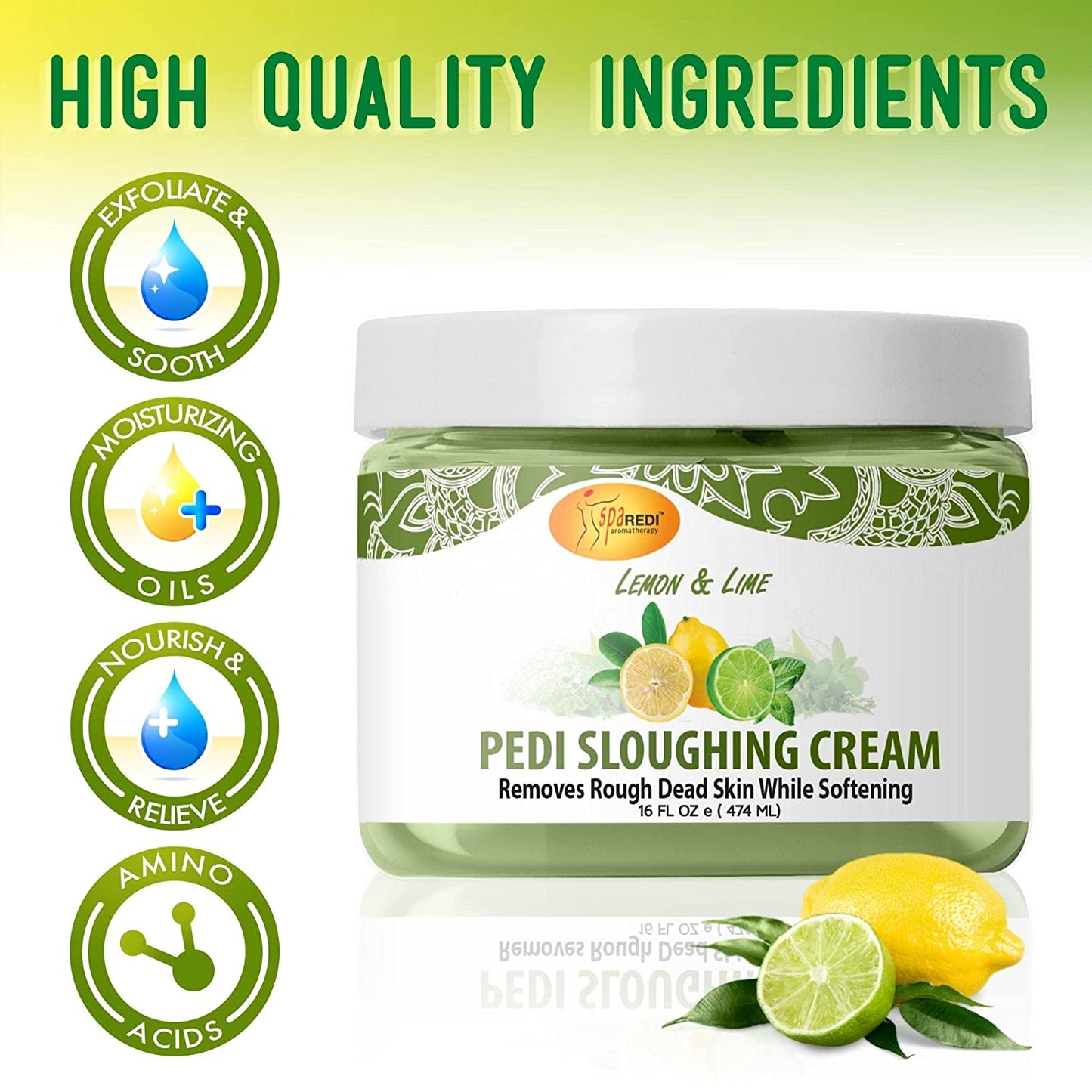 SpaRedi Pedi Sloughing Cream, Lemon & Lime, 16oz, 02160 OK0325MD