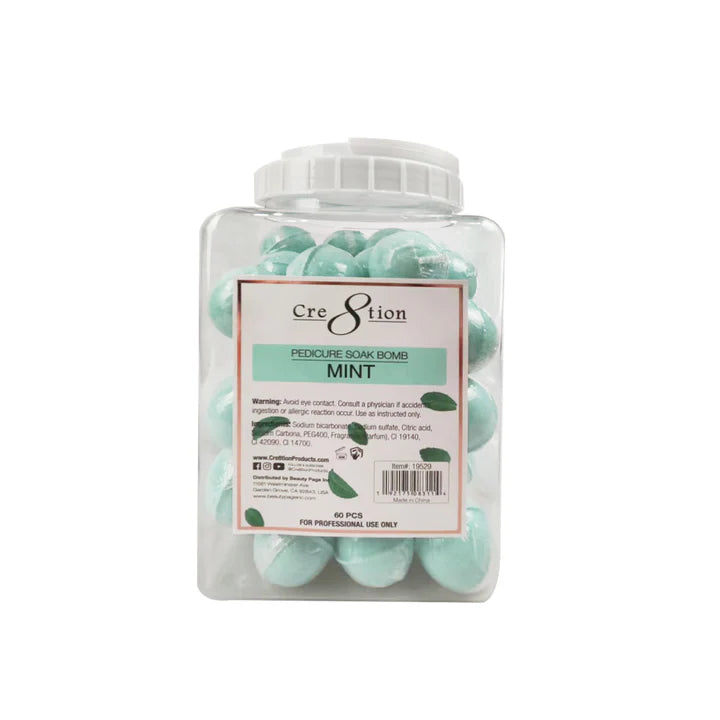 Cre8tion Pedicure Soak Bomb 30g, Mint, CASE (Pk: 60 pcs/jar, 4 jars/case)