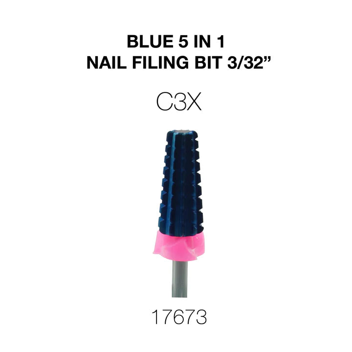 Cre8tion Blue 5in1 Nail Filing Bit - C3X 3/32 (Pk: 50 pcs/box)