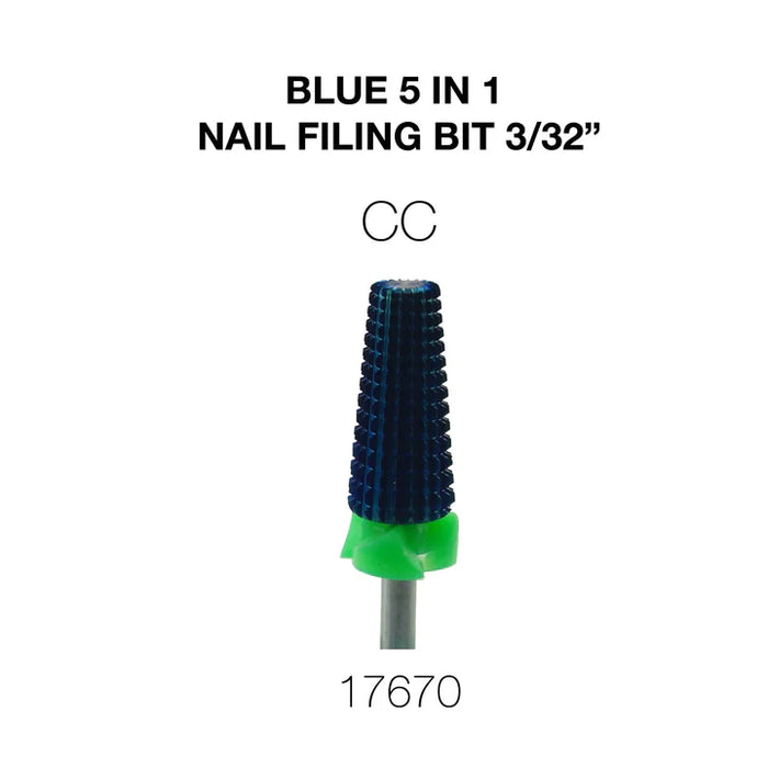 Cre8tion Blue 5in1 Nail Filing Bit - CC 3/32 (Pk: 50 pcs/box)