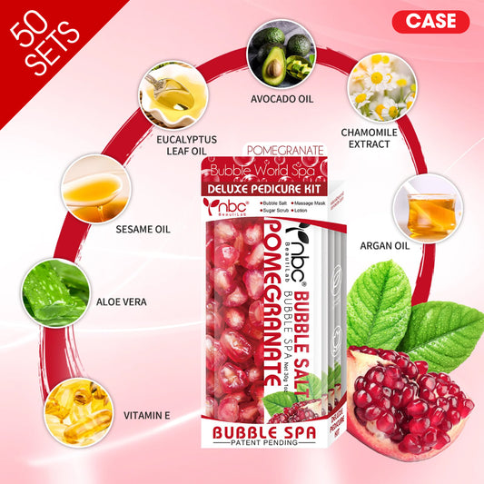 NBC Bubble Spa Pedicure Kit 4 Step NEW, CASE, SWEET POMEGRANATE (Pk: 50 Pcs/Case, 90 Cases/Pallet)