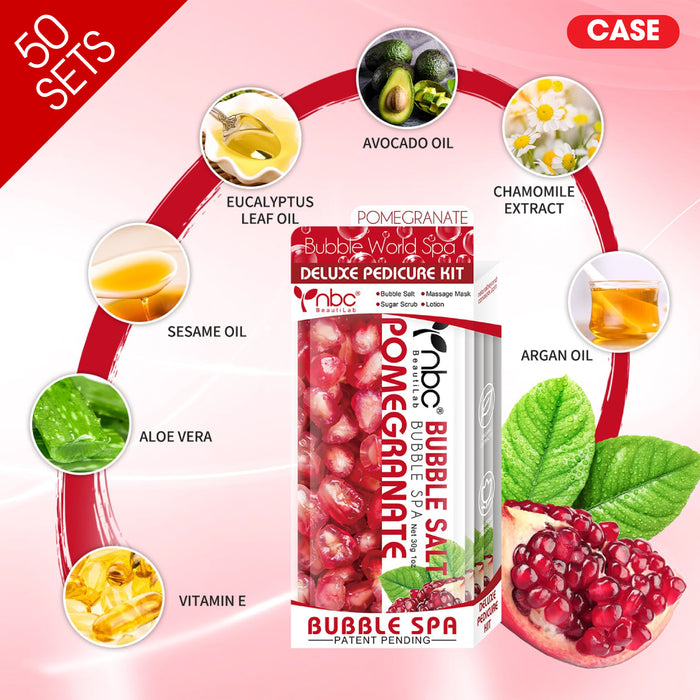 NBC BUBBLE Pedicure Kit 4 Step, CASE, SWEET POMEGRANATE (Pk: 50 pcs/case, 90 cases/pallet)