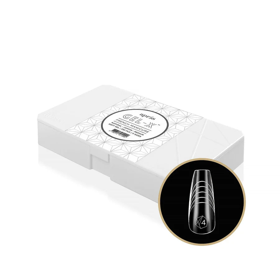 Apres French Manicure Gel-X Tips, Natural Coffin Medium, Box Of Tips, FM-NCM (Pk: 5 boxes/case)