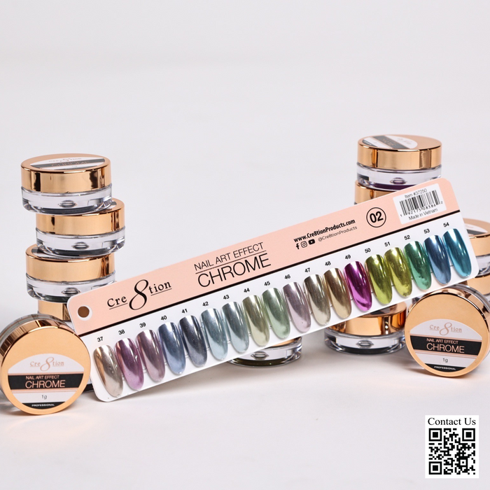 Cre8tion Nail Art Effect - Chrome #2 (18 colors) Sample tips