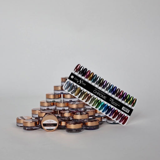 Cre8tion Nail Art Effect - Chrome #1 (36 colors) Sample tips
