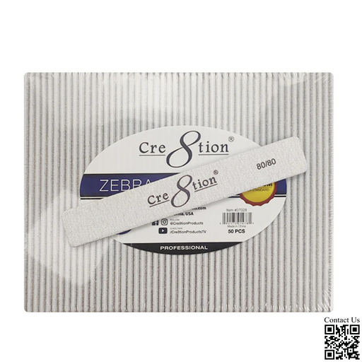 Cre8tion Premium Nail File JUMBO Zebra, Grit 180/180, CASE (Pk: 50 pcs/pack, 30 packs/case)