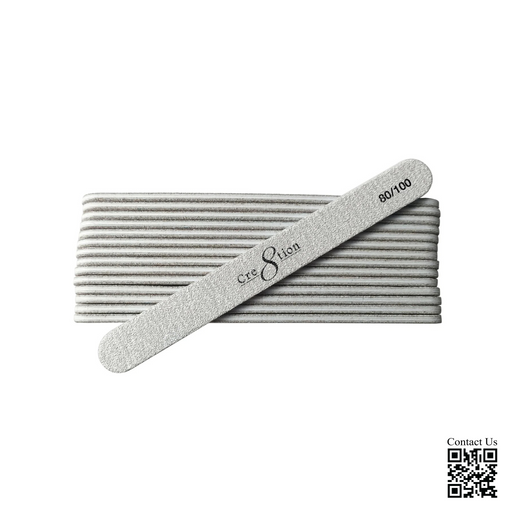 Cre8tion Premium Nail Files REGULAR ZEBRA, Grit 100/100, CASE (Pk: 50 pcs/pack, 30 packs/case)