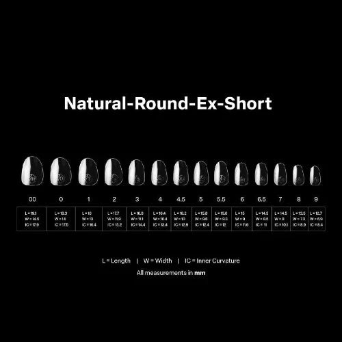 Apres Natural Round Extra Short, Box of Tips, N-RXS (Pk: 5 boxes/case)