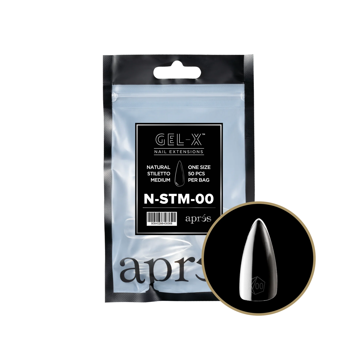 Apres Gel-X Natural STILETTO MEDIUM Refill Bags, Size #9, 98439 OK0715MD