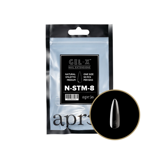 Apres Gel-X Natural STILETTO MEDIUM Refill Bags, Size #8, 98438 OK0715MD