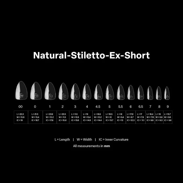 Apres Natural Stiletto Extra Short, Box of Tips, N-STXS (Pk: 5 boxes/case)