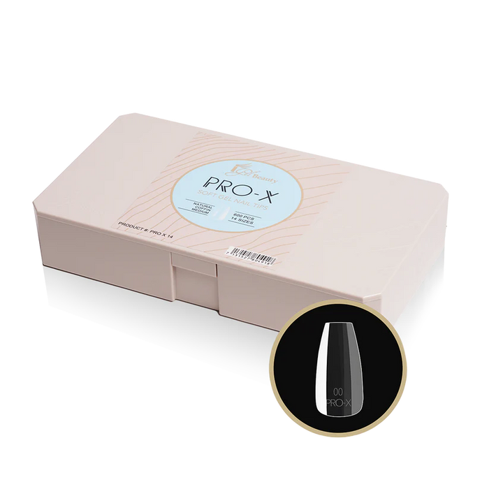 iGel PRO-X Soft Gel Nail Tips 14, Natural Coffin Medium, BOX (Pk: 600 pcs/box)