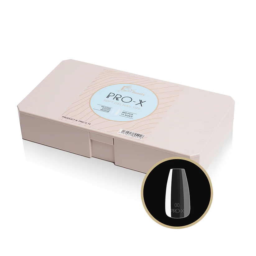 iGel PRO-X Soft Gel Nail Tips 14, Natural Coffin Medium, BOX (Pk: 600 pcs/box)