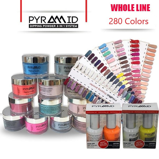 000 Pyramid 3in1 Dipping Powder + Gel Polish + Nail Lacquer, New (701 - 844), Color List Note