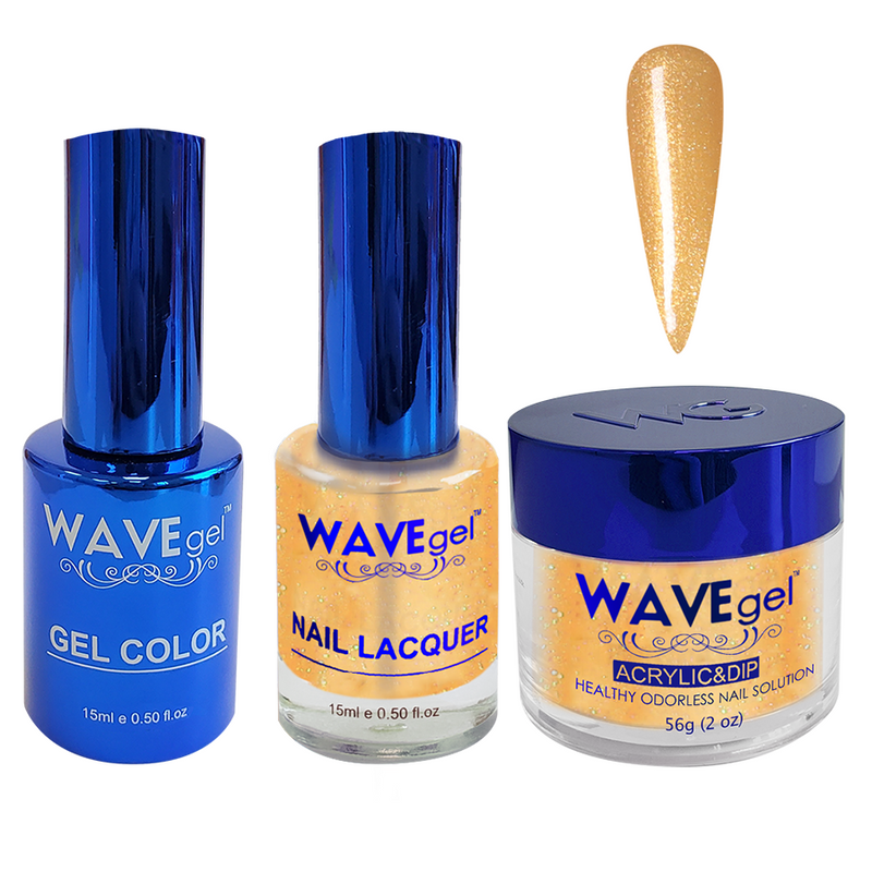 Wave Gel 4in1 Acrylic + Dip Powder + Gel Polish + Lacquer, Royal Collection, Winter Holiday, WR113, It's Reigning Gold!