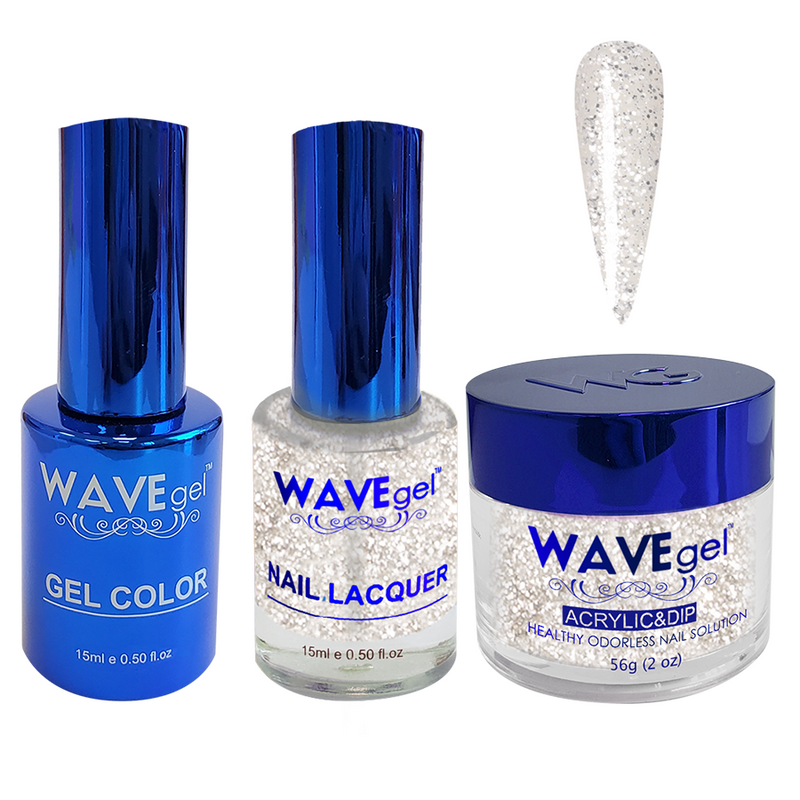 Wave Gel 4in1 Acrylic + Dip Powder + Gel Polish + Lacquer, Royal Collection, Winter Holiday, WR114, Sparkling White