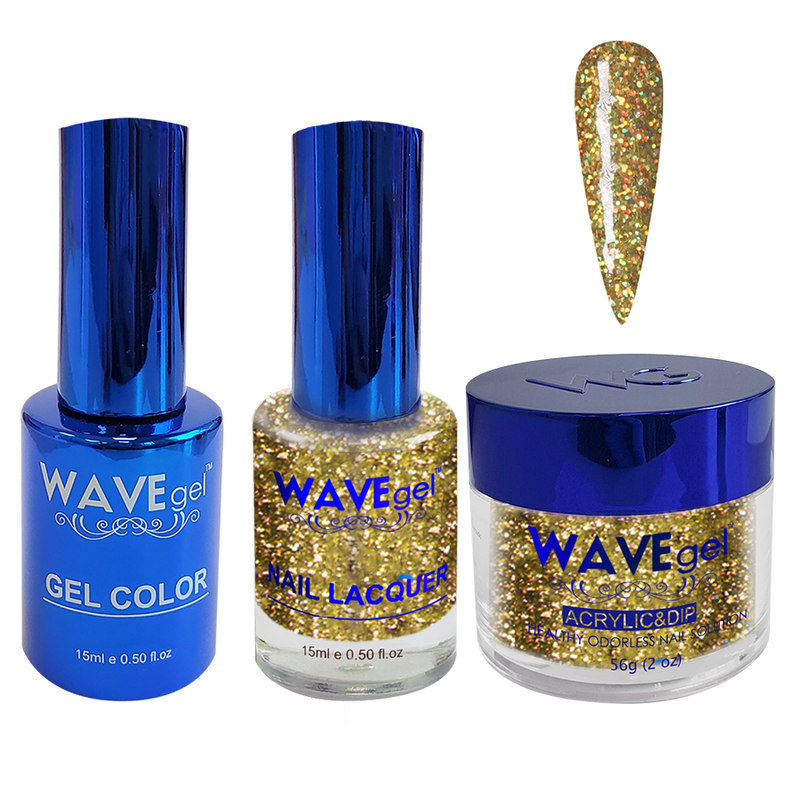 Wave Gel 4in1 Acrylic + Dip Powder + Gel Polish + Lacquer, Royal Collection, Winter Holiday, WR118, The Midas Touch