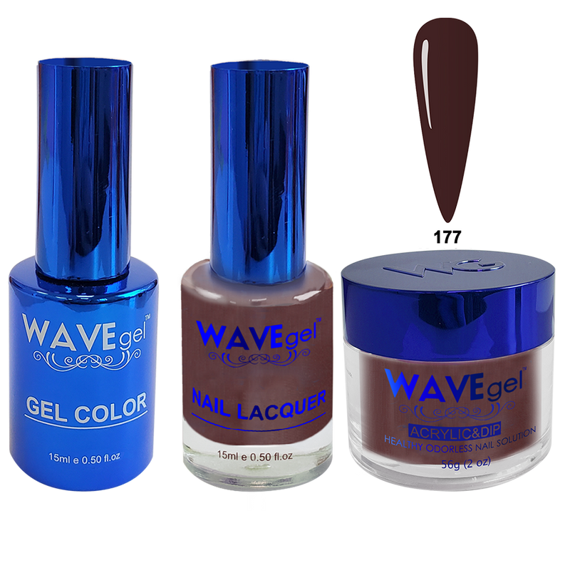 Wave Gel 4in1 Acrylic + Dip Powder + Gel Polish + Lacquer, Royal Collection, Winter Holiday, WR177, Mud Oak