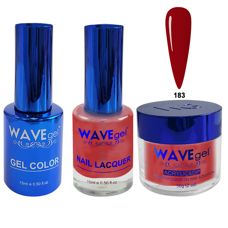 Wave Gel 4in1 Acrylic + Dip Powder + Gel Polish + Lacquer, Royal Collection, Winter Holiday, WR183, Carmine Lake