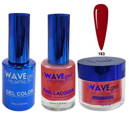 Wave Gel 4in1 Acrylic + Dip Powder + Gel Polish + Lacquer, Royal Collection, Winter Holiday, WR183, Carmine Lake