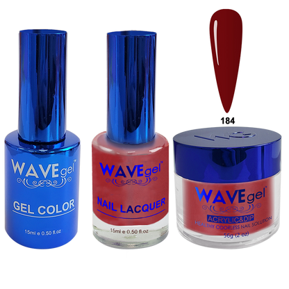 Wave Gel 4in1 Acrylic + Dip Powder + Gel Polish + Lacquer, Royal Collection, Winter Holiday, WR184, Mahogany Shine