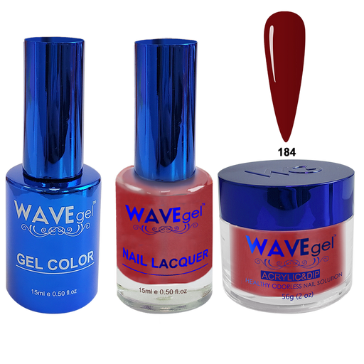 Wave Gel 4in1 Acrylic + Dip Powder + Gel Polish + Lacquer, Winter Holiday, WR184, Mahogany Shine