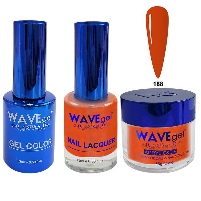 Wave Gel 4in1 Acrylic + Dip Powder + Gel Polish + Lacquer, Winter Holiday, WR188, Tiki Torch